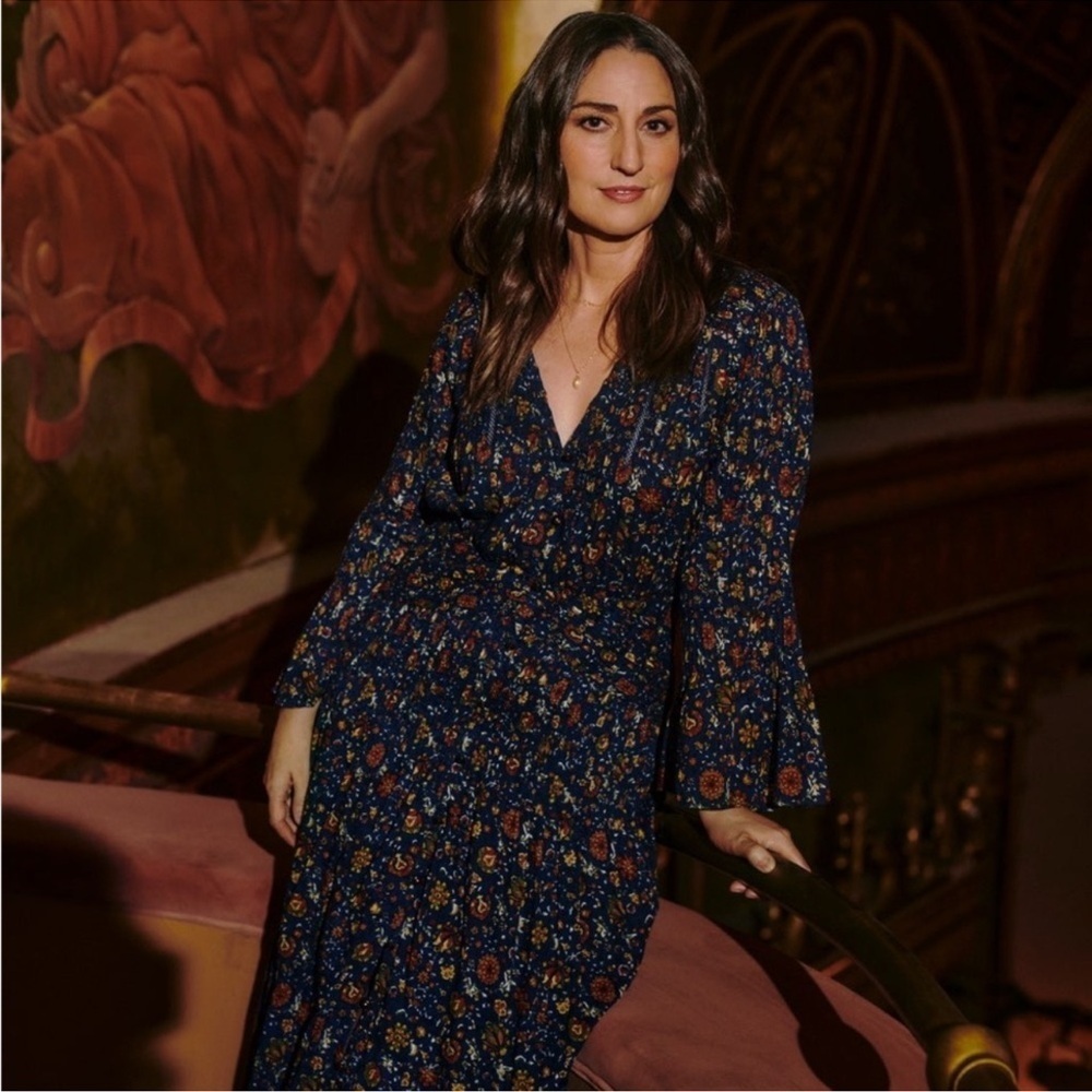 Veronica Beard Navy Floral Midi Dress